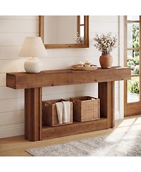 Tribesigns 63" Farmhouse Console Table with 2-Tier Storage