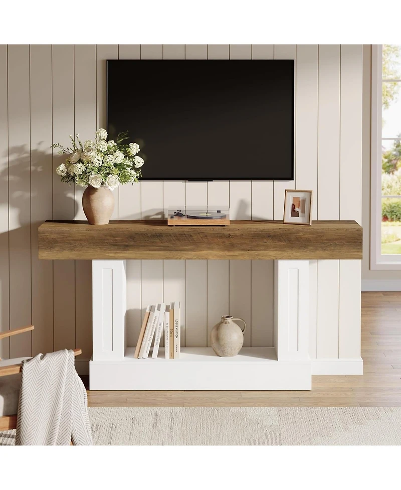 Tribesigns 63" Farmhouse Console Table with U-Shaped Base