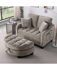 Streamdale Furniture 2-Seater Sofa and Chaise with Storage Footrest and Pillows