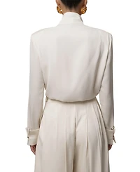Jluxlabel Women's Visionary Pleated Deep-Plunge Long-Sleeve Bodysuit