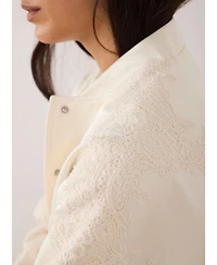 Mint Velvet Women's Satin Lace Trim Bomber Jacket