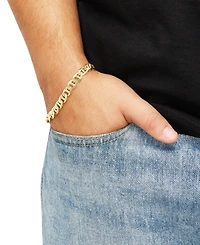 Italian Silver Solid Mariner Chain Bracelet in 18k Gold-Plated Sterling Silver