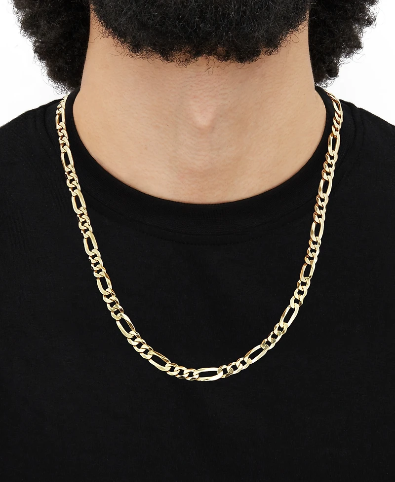 Italian Silver Solid Figaro Chain Necklace in 18k Gold-Plated Sterling Silver