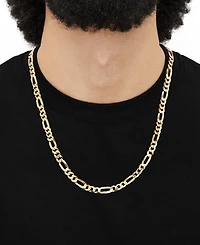 Italian Silver Solid Figaro Chain Necklace in 18k Gold-Plated Sterling Silver