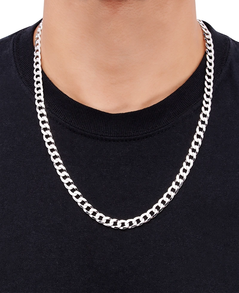 Italian Silver Solid Curb Chain Necklace in Sterling Silver