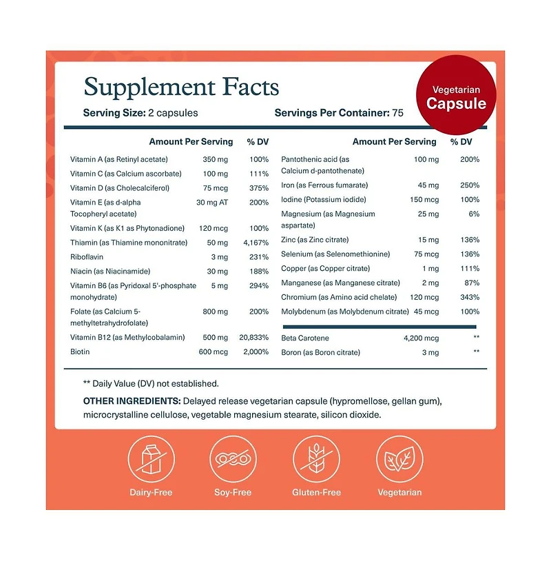 Youtheory High Potency Multi Glp-1 Support High Absorption Multivitamins for Immune Support and Bone Health 150 Vegetarian Capsules