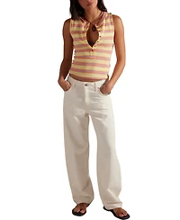 Free People Women's Jamie Crewneck Henley Striped Top