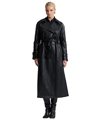 Avec Les Filles Women's Faux-Leather Belted Raglan-Sleeve Trench Coat