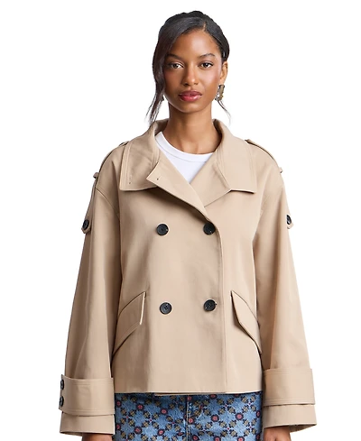 Avec Les Filles Women's Double-Breasted Short Trench Coat
