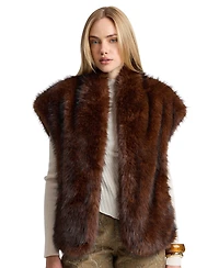 Avec Les Filles Women's Belted Faux Fur Shawl Collar Vest