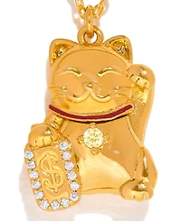 Girls Crew Crystal Lucky Cat Locket Necklace