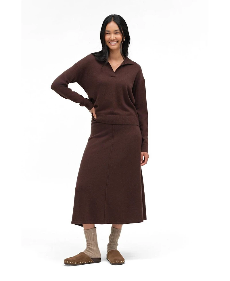 Chinti & Parker Women's Collared V-Neck Relaxed-Fit Wool-Cashmere Sweater