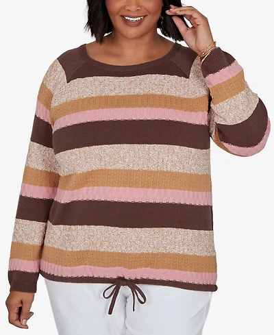 Hearts Of Palm Plus Marled Stripe Long-Sleeve Sweater
