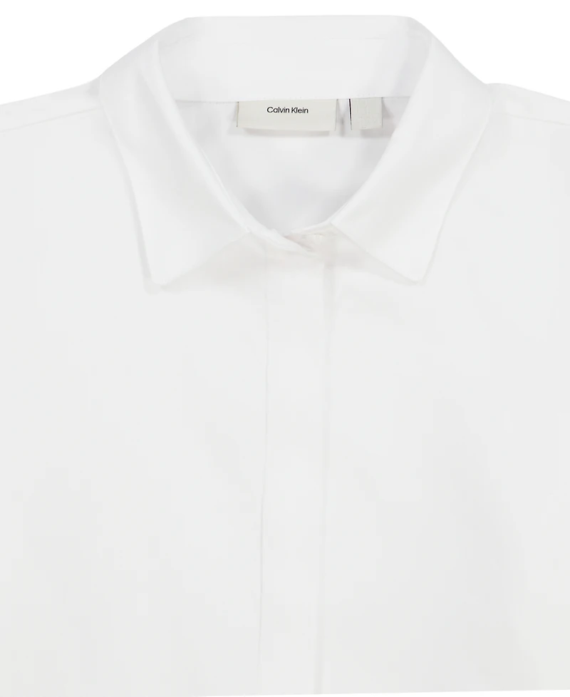 Calvin Klein Girls' 7-16 Long-Sleeve Refined Tailored Dress Shirt
