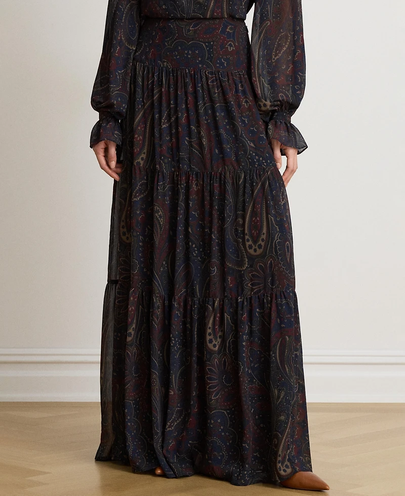 Lauren Ralph Women's High-Waisted Paisley Maxi Skirt