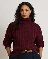 Lauren Ralph Lauren Women's Cable-Knit Cotton Turtleneck Sweater