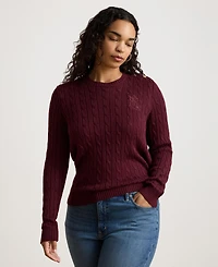 Lauren Ralph Women's Button-Trim Cable-Knit Sweater