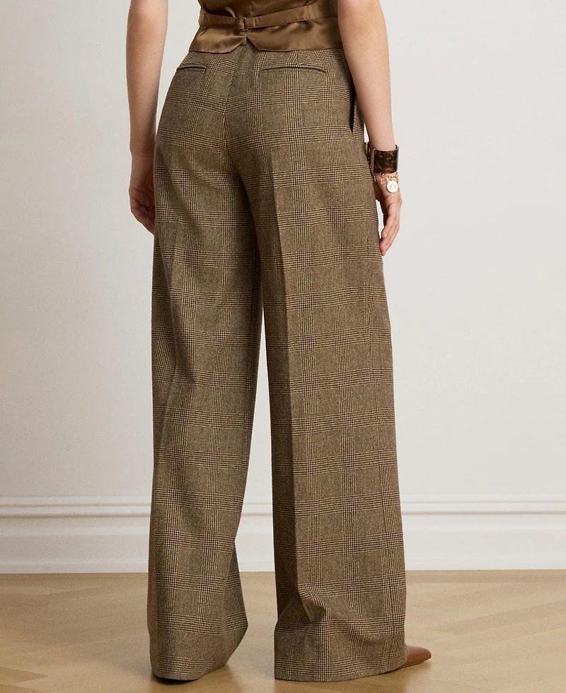 Lauren Ralph Women's High-Rise Pleated Wide-Leg Wool Pants