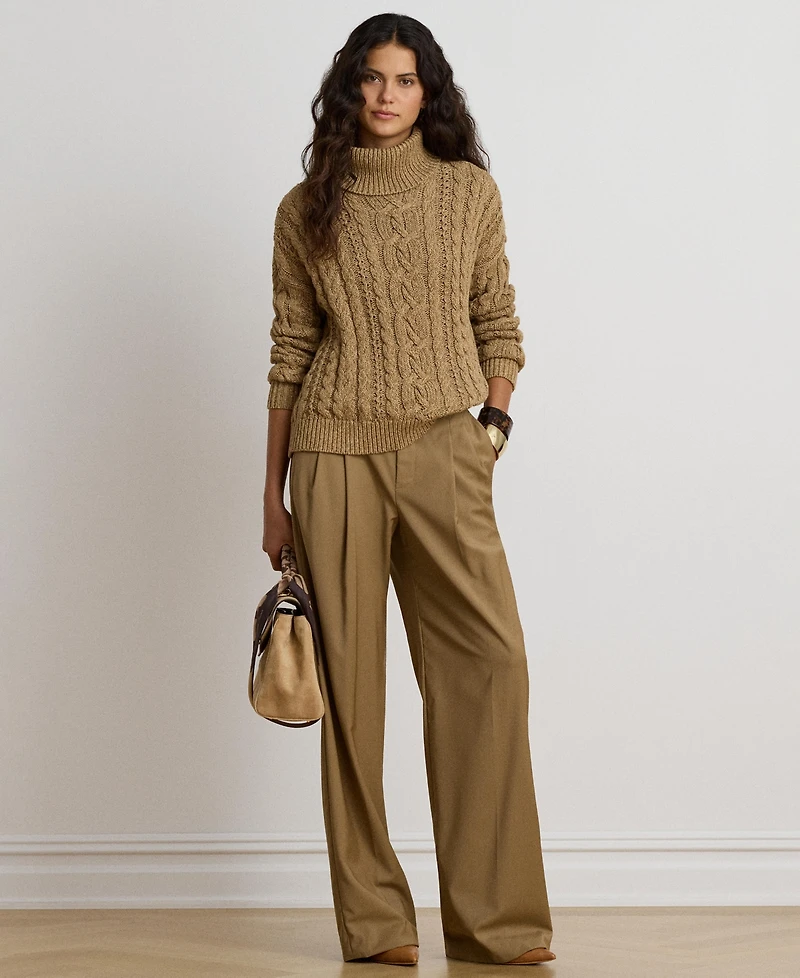 Lauren Ralph Lauren Women's Marled Cable-Knit Long-Sleeve Turtleneck Sweater