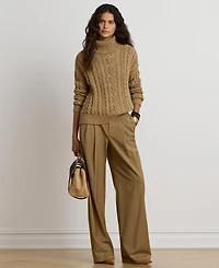 Lauren Ralph Lauren Women's Marled Cable-Knit Long-Sleeve Turtleneck Sweater