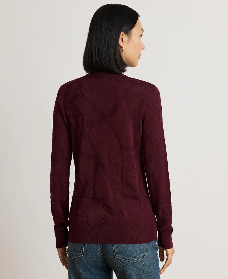 Lauren Ralph Women's Belting-Motif Slim-Fit Cotton-Blend Sweater
