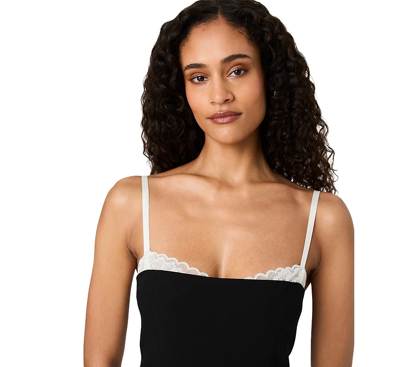 French Connection Women's Azra Lace-Trim Mini Square-Neck Dress