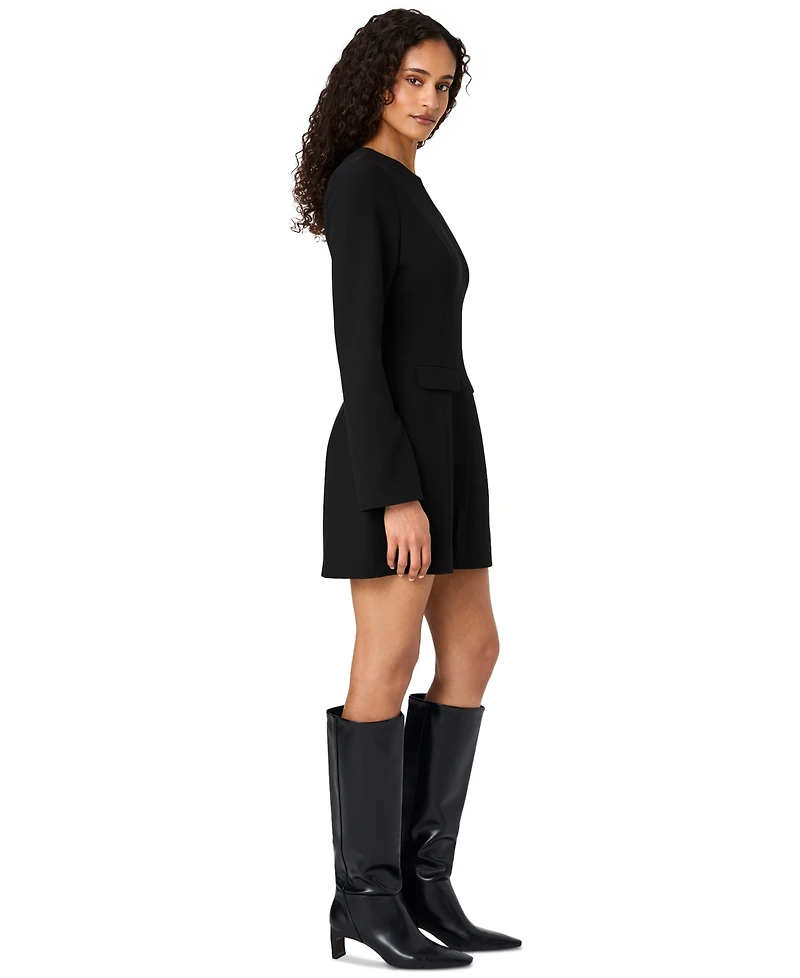French Connection Women's Azra Long-Sleeve Jewel Neck A-Line Mini Dress