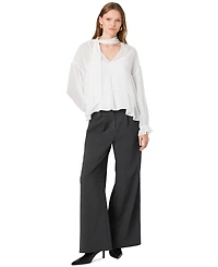 French Connection Women's Marina Tie-Front Chiffon Long-Sleeve Top
