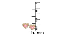 Lily Nily Girls Enamel Evil Eye Heart Cubic Zirconia Halo Stud Earrings in 14K