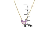 Lily Nily Enamel Bow and Cubic Zirconia Bezel Station Necklace in 14k