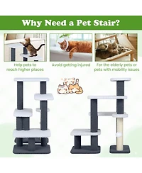 Sugift 2-in-1 Cat Stairs and Cat Tree Tower with Scratching Post and Hanging Toy Ball