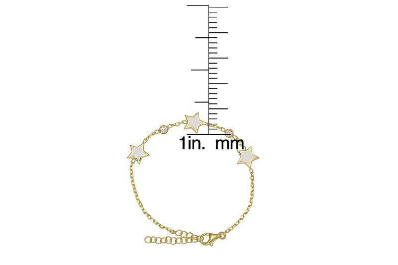Lily Nily Girls Stars and Cubic Zirconia Bezel Station Chain Link Bracelet in 14K