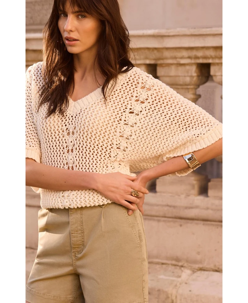 Mint Velvet Women's Open Knit Crochet Top