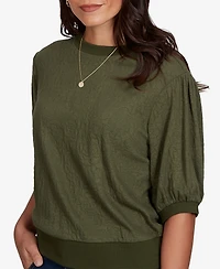 Ruby Rd. Petite Rosette Textured Knit Top