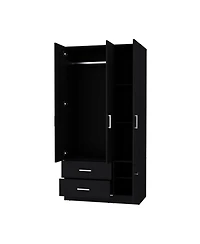 Fm Furniture Douglas Armoire in Melamine, Two Drawers, Hanging Rod And 4 Doors