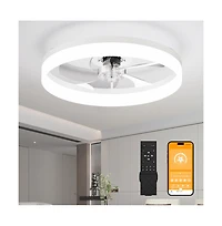 Sofucor 19.7-in Flush Mount Ceiling Fan Led Light with Remote and App Control Included 5-Blade