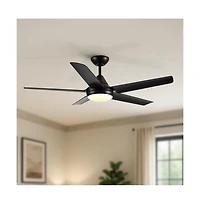 Sofucor 48-in Modern Downrod Ceiling Fan with Lights and Remote Control Included 5-Blade