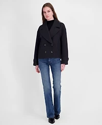 Tahari Women's Double-Breasted Notch-Collar Cropped Coat