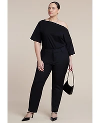 Eloquii Plus Slouchy Oversized Dropped-Shoulder Boat-Neck Tee