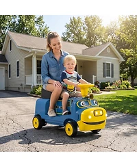 Hongge 12V 2-Seater Kids Ride-On Train with Height-Adjustable Seat Music and Led