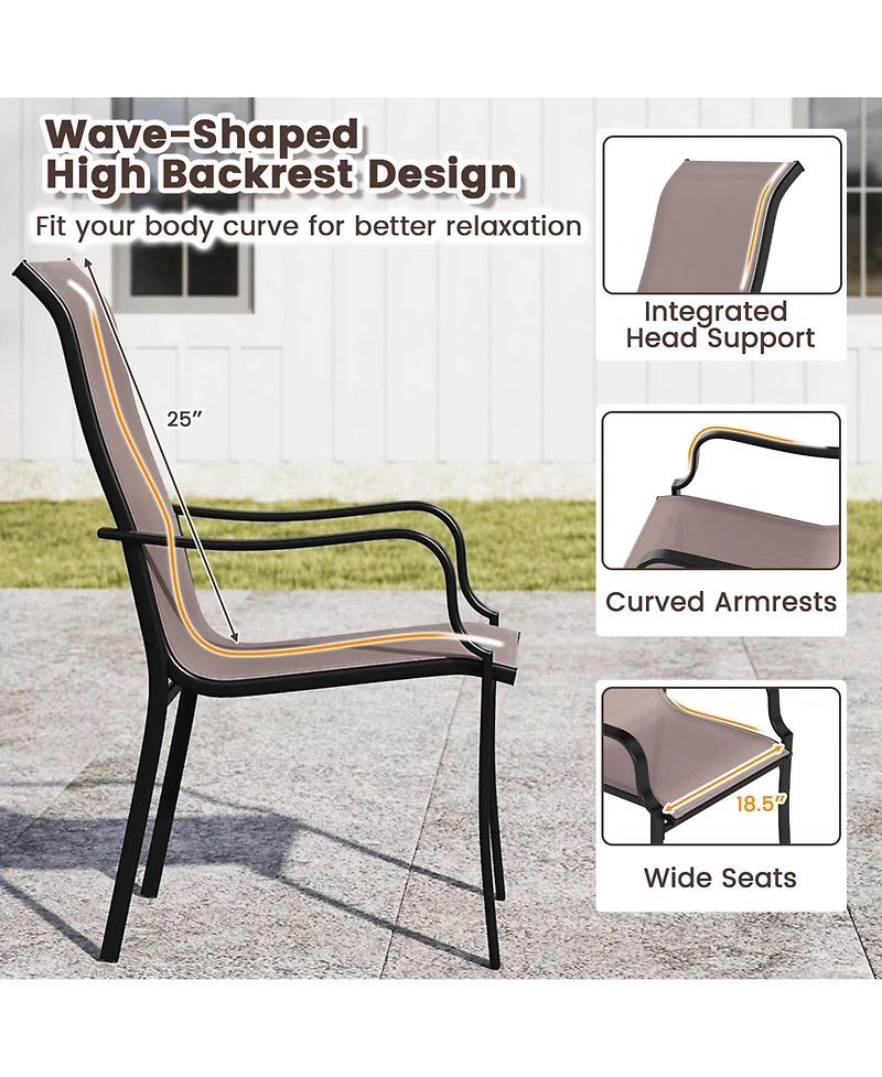 Slickblue 2-Piece Outdoor Dining Chair Set with Wide Seats and Metal Frames