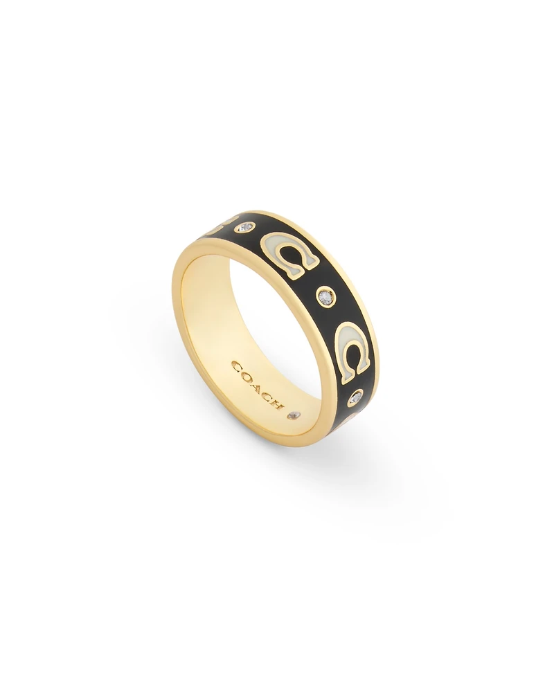 Coach Faux-Stone Signature C Enamel Band Ring