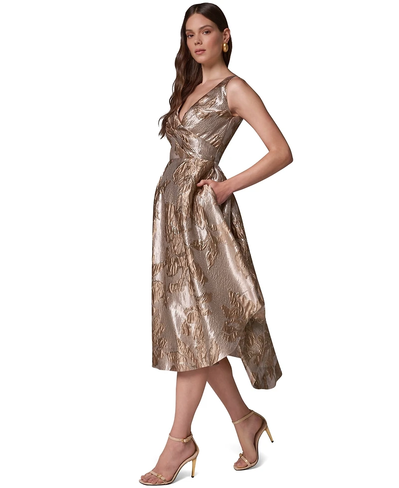Donna Karan New York Women's Sleeveless Metallic Jacquard Fit-and-Flare Dress