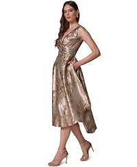 Donna Karan New York Women's Sleeveless Metallic Jacquard Fit-and-Flare Dress
