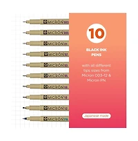 Sakura Pigma Micron Black Ink Multi-tip Set, 10 Pack