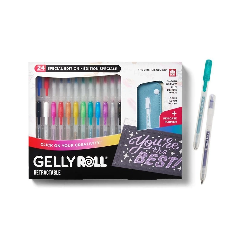 Sakura Gelly Roll Retractable 25 Piece Gift Set: 24 Pens + 1 Pen Case