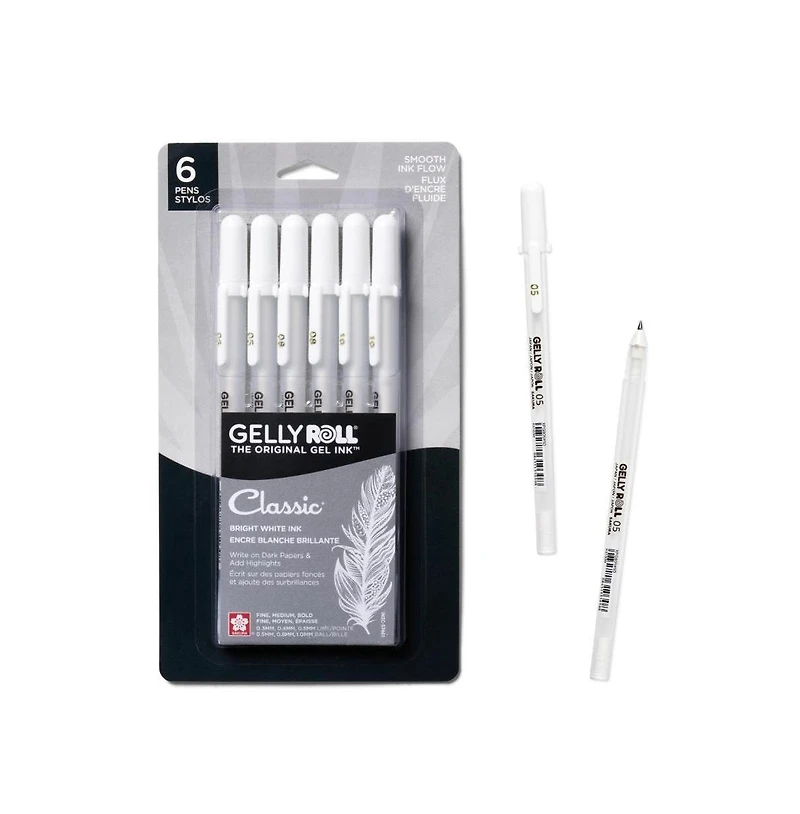 Sakura Classic Gelly Roll White Pens, 6 Pack