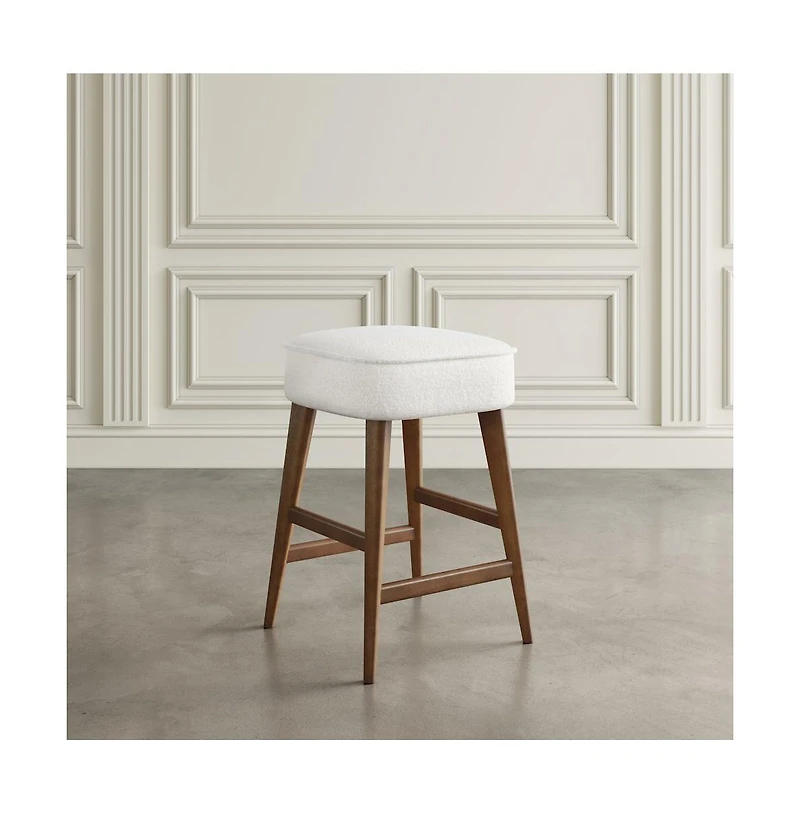 Jofran Wes Mid-Century Modern Boucle Upholstery Backless Counter Barstool (Set of 2
