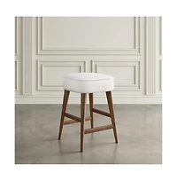 Jofran Wes Mid-Century Modern Boucle Upholstery Backless Counter Barstool (Set of 2