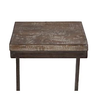 Porter Designs Cube Solid Mango Wood and Metal Bar Stool, Gray (Set of 2)